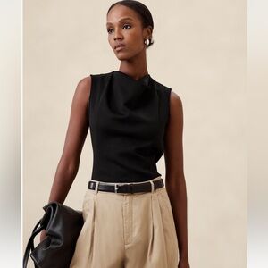 Banana Republic Factory Cowl Neck Sleeveless Scuba Blouse